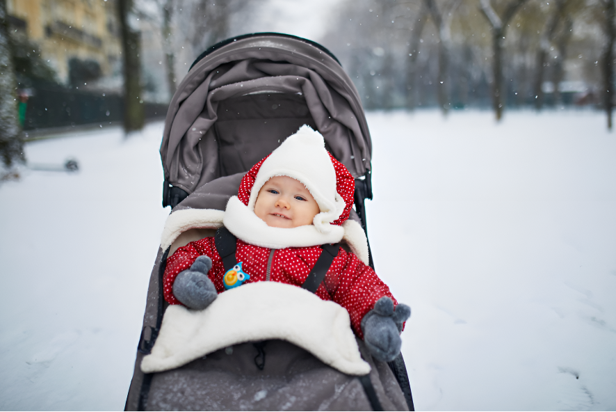 Chancelière bébé sourire neige