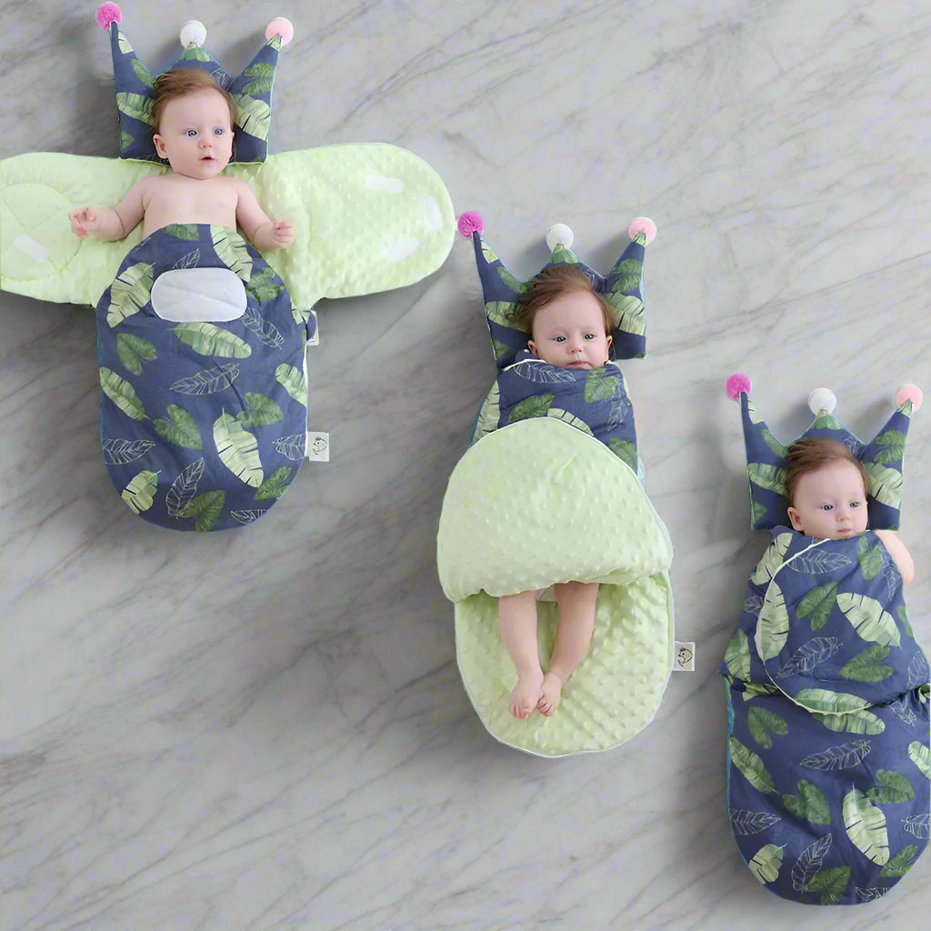 Nid d'ange bleu bébé ouvert fermé