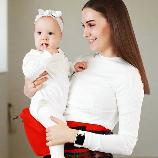 Porte bébé ComfyCarrier™ rouge sourire