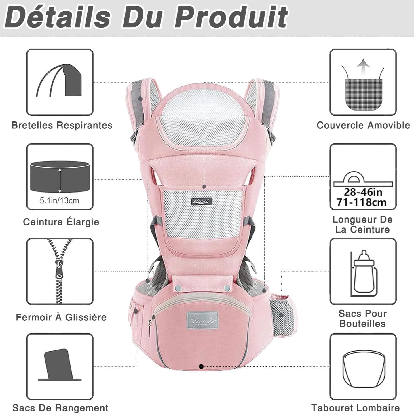 Porte bebe SmartCarrier™ rose détails
