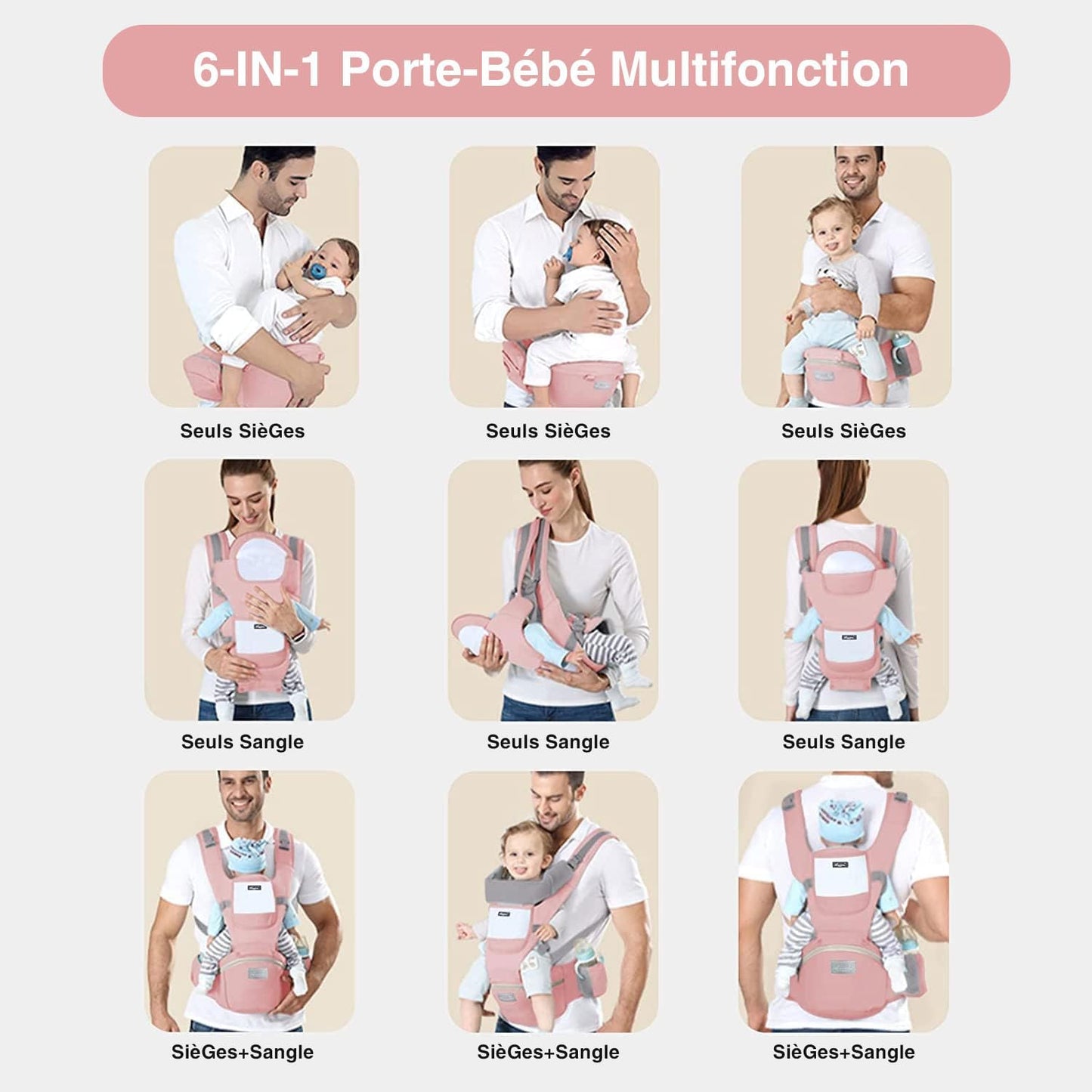 Porte bebe SmartCarrier™ rose position