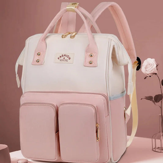 Sac a dos a langer FashionTravel rose fleur