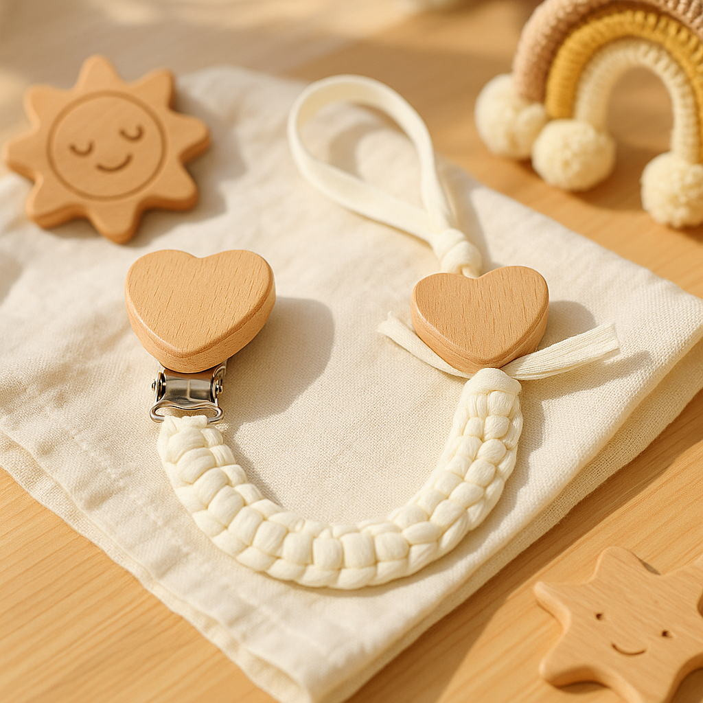 Attache tetine coeur blanc