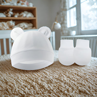 Bonnet bebe naissance blanc.