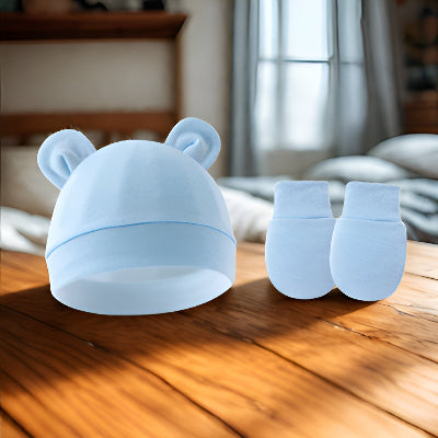 Bonnet bebe naissance bleu.