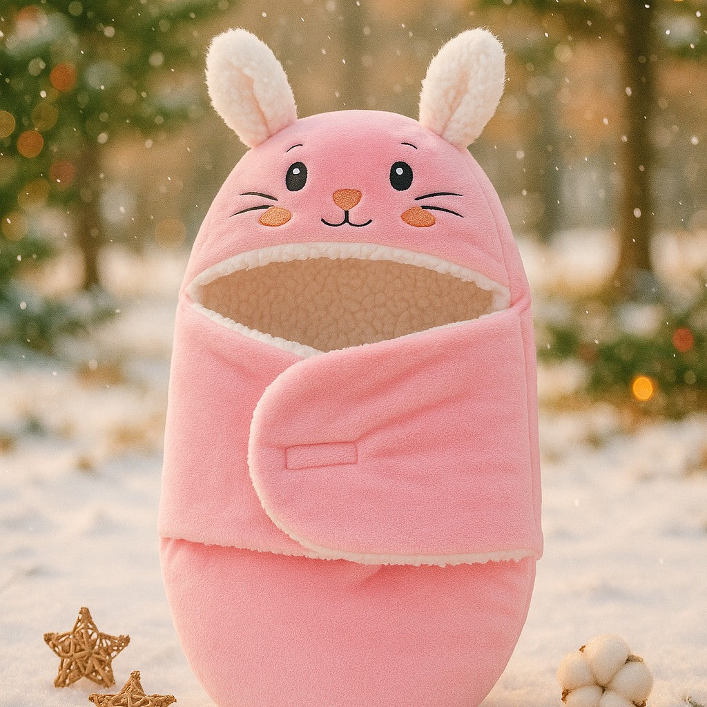 Nid d'Ange Rose visage lapin neige