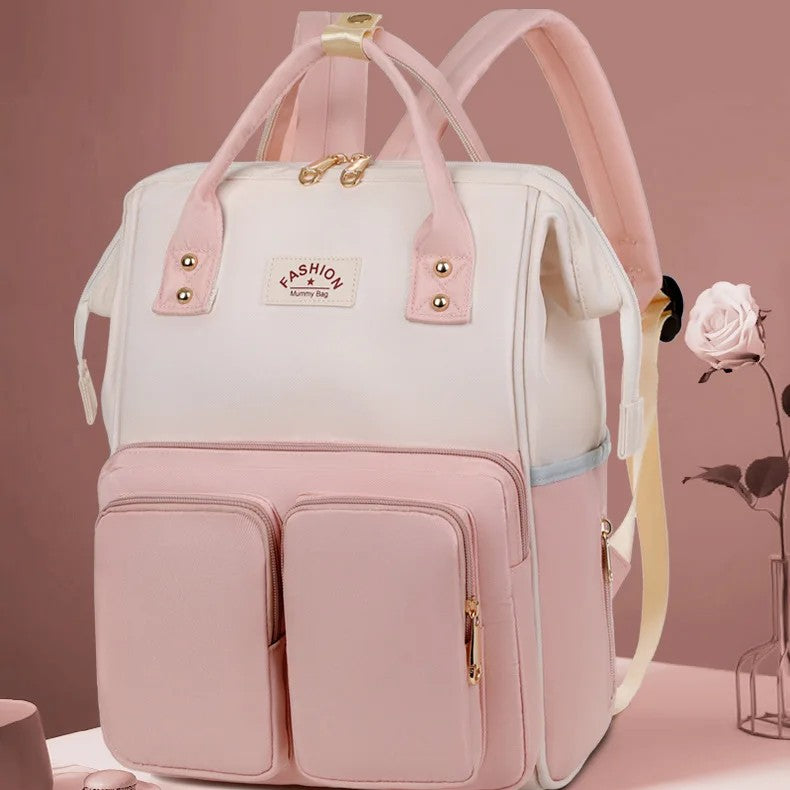 Sac a dos a langer FashionTravel rose fleur