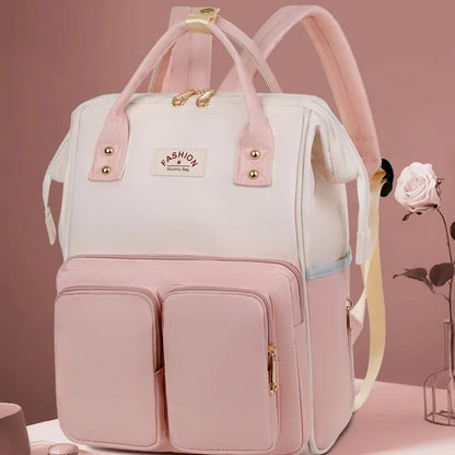 Sac a dos a langer FashionTravel rose fleur